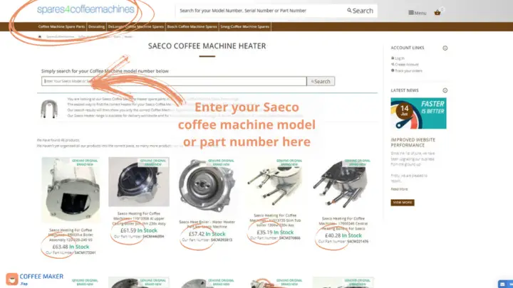 Saeco heating element spare parts