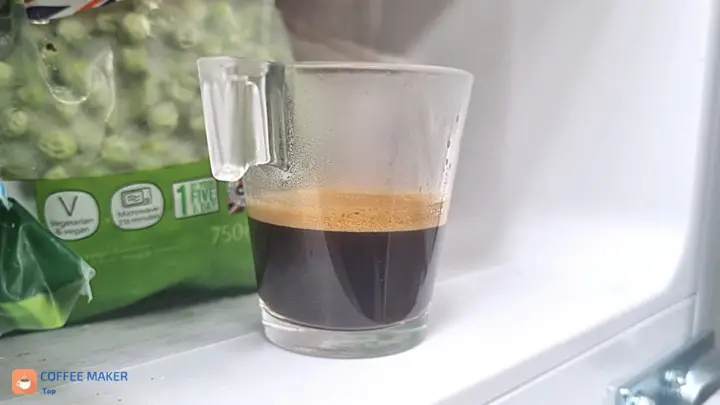 Espresso coffee in the freezer